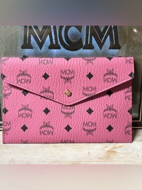 MCM Pink Logo Visteos Envelope/Clutch